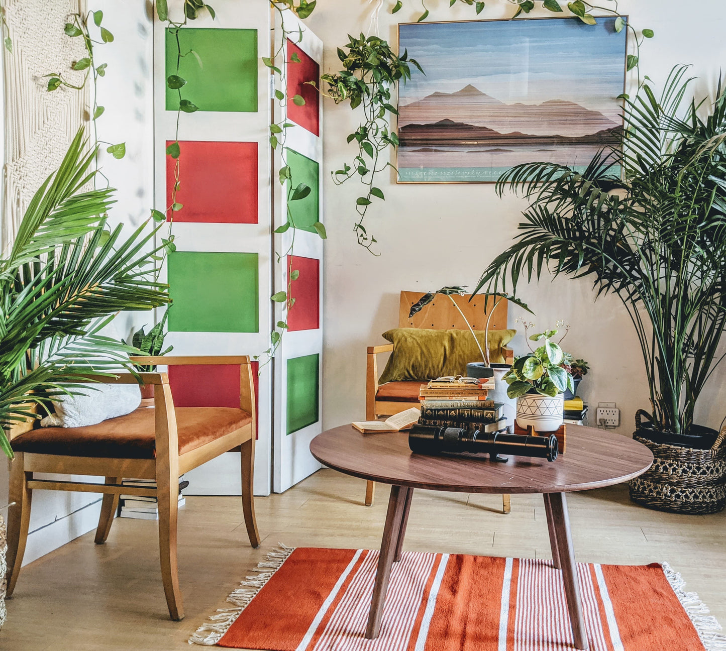 Room Divider 3D Vintage Retro 60s Green Red  Edit alt text