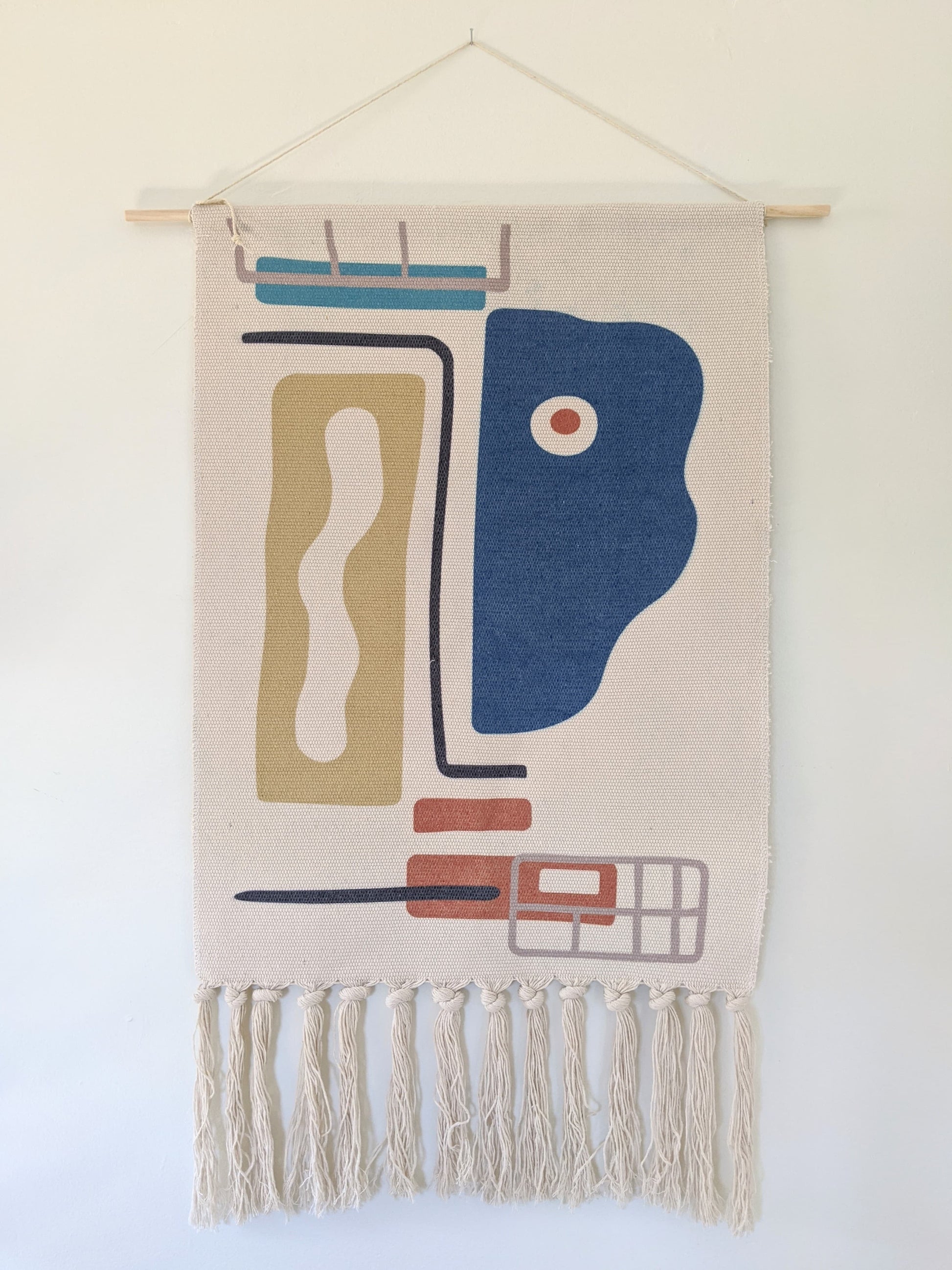 Vintage Abstract Wall Hanger Canvas Cotton Artistic Victoria BC Canada Vancouver Island Unique Home Decor Bohemian