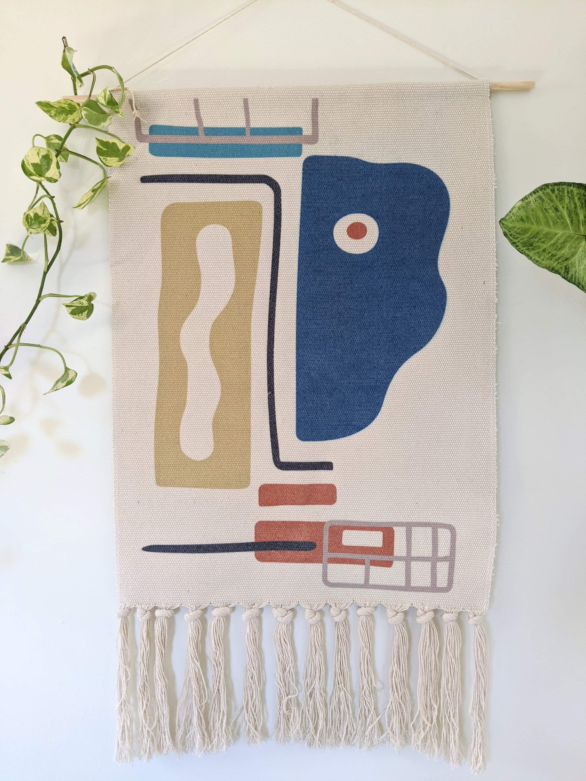 Vintage Abstract Wall Hanger Canvas Cotton Artistic Victoria BC Canada Vancouver Island Unique Home Decor Bohemian