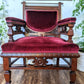 Ruby Red Velvet Solid Wood Vintage Royal Throne Chair Victoria BC Canada Second Hand Thrift Used