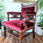 Ruby Red Velvet Solid Wood Vintage Royal Throne Chair Victoria BC Canada Second Hand Thrift Used