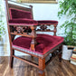 Ruby Red Velvet Solid Wood Vintage Royal Throne Chair Victoria BC Canada Second Hand Thrift Used