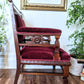 Ruby Red Velvet Solid Wood Vintage Royal Throne Chair Victoria BC Canada Second Hand Thrift Used