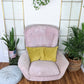 midcentury modern egg chair 60's upholstered salmon pink swivel chair retro vintage funky