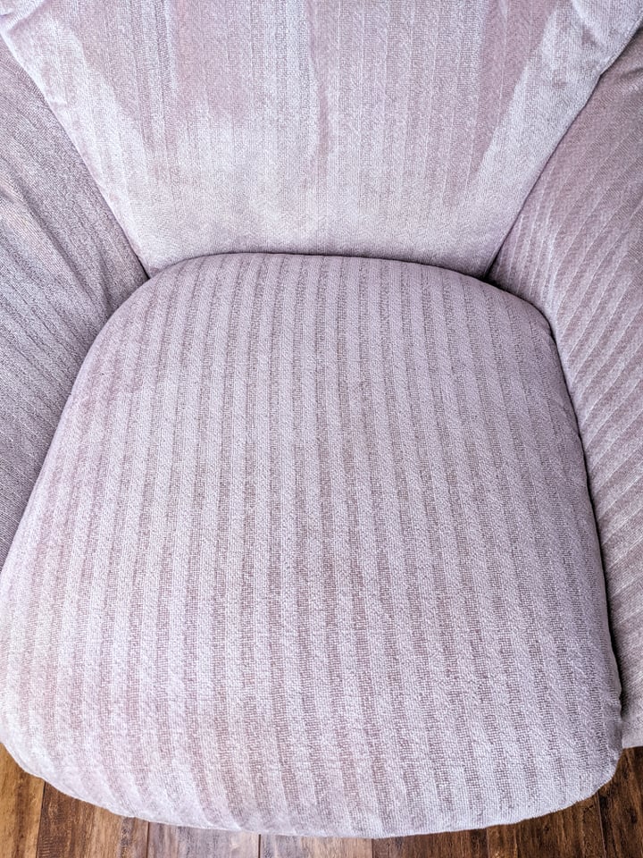 midcentury modern egg chair 60's upholstered salmon pink swivel chair retro vintage funky