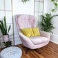 midcentury modern egg chair 60's upholstered salmon pink swivel chair retro vintage funky