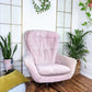 midcentury modern egg chair 60's upholstered salmon pink swivel chair retro vintage funky