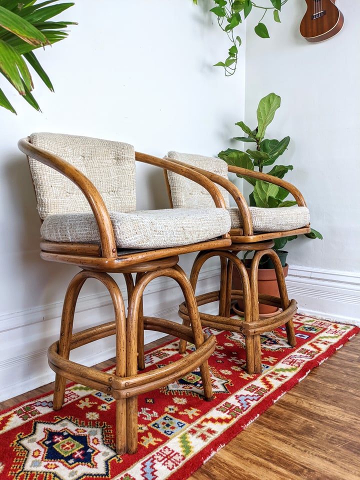 The Silver Sands Rattan Stools