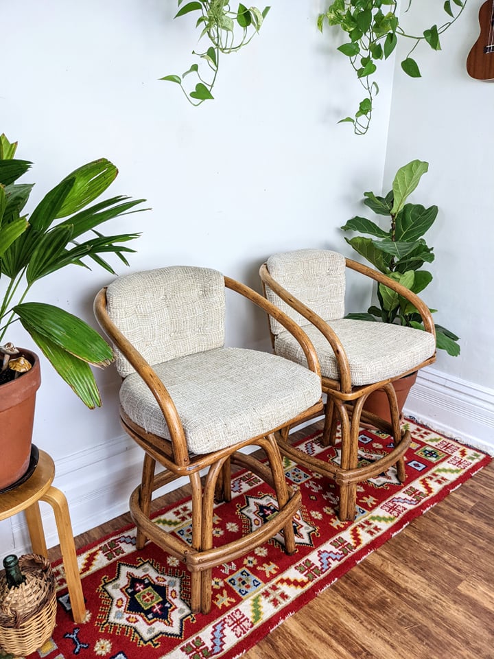 The Silver Sands Rattan Stools