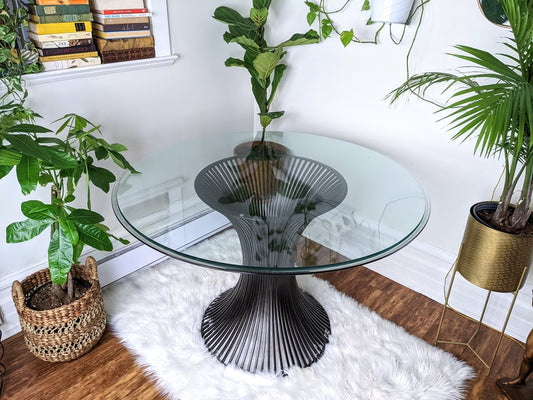 Warren Platner Glass Steel Dining Table Hourglass