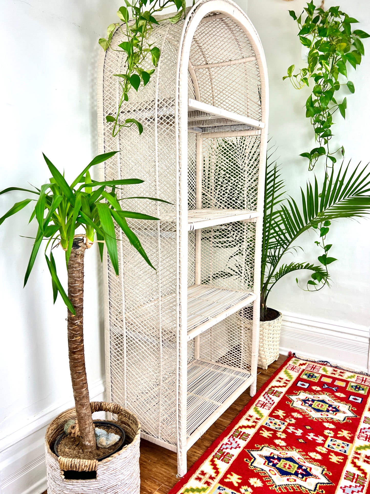 The Boho White Wicker Shelf