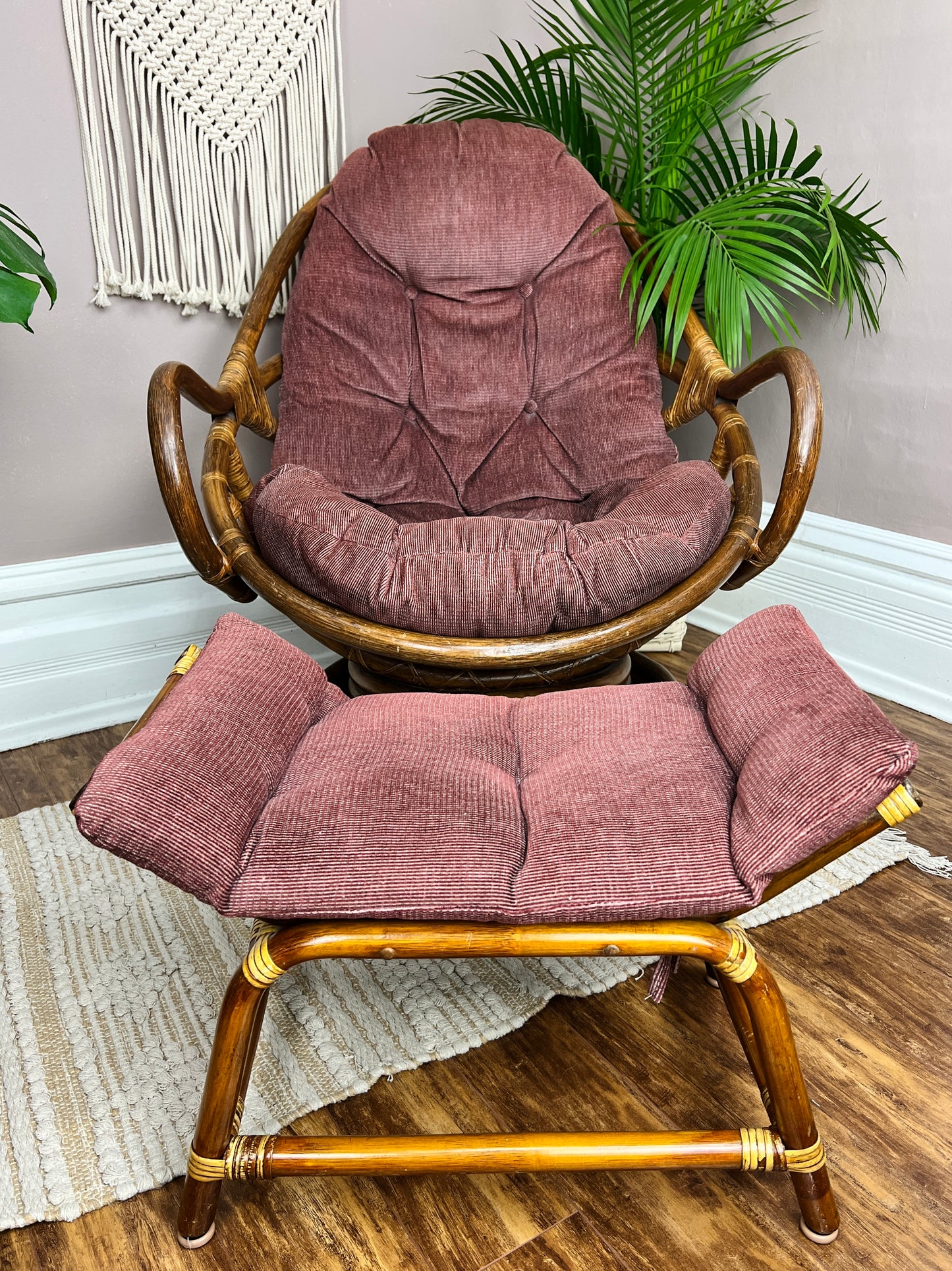 The Righteously Rattan Chair & Footstool