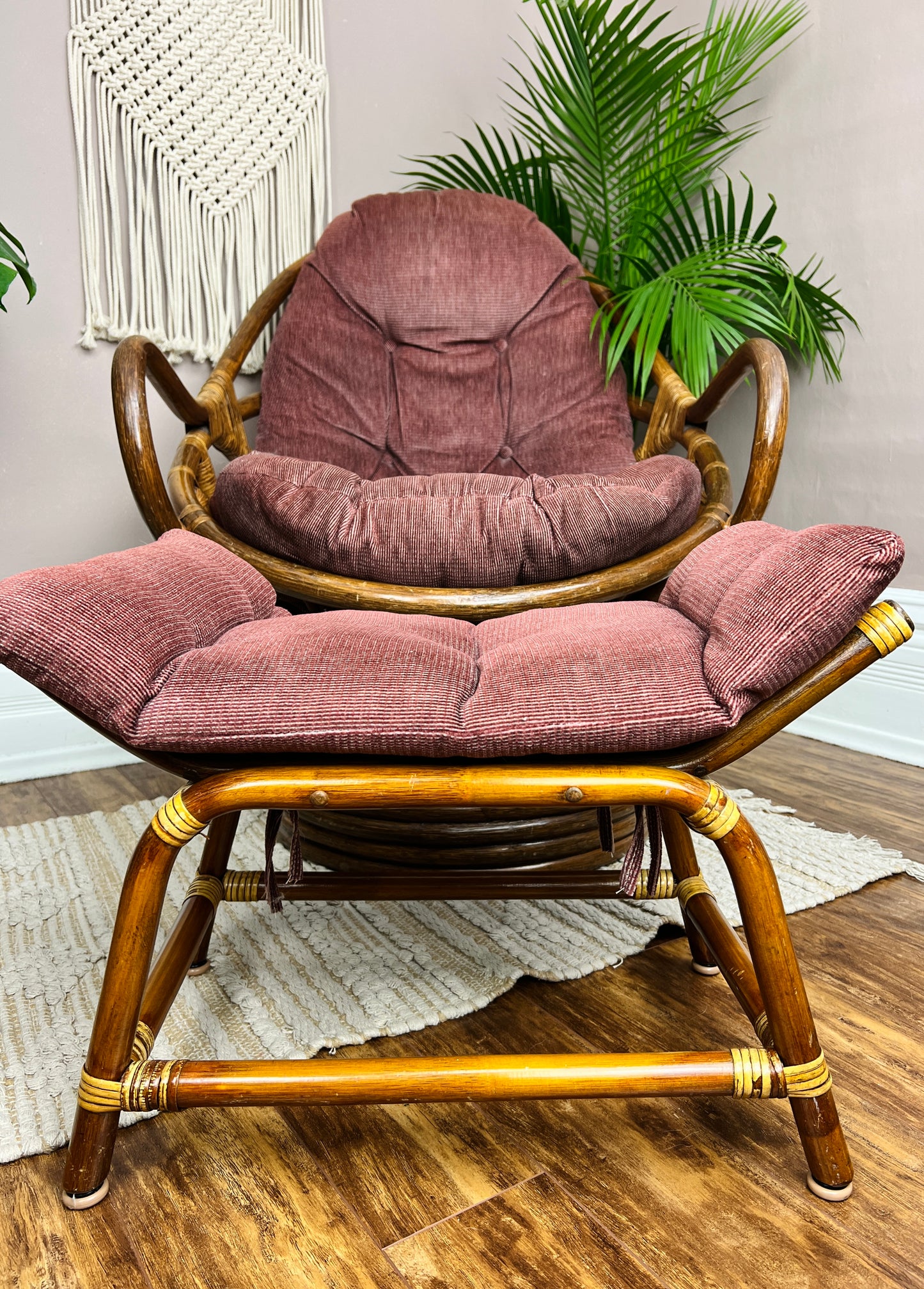 The Righteously Rattan Chair & Footstool