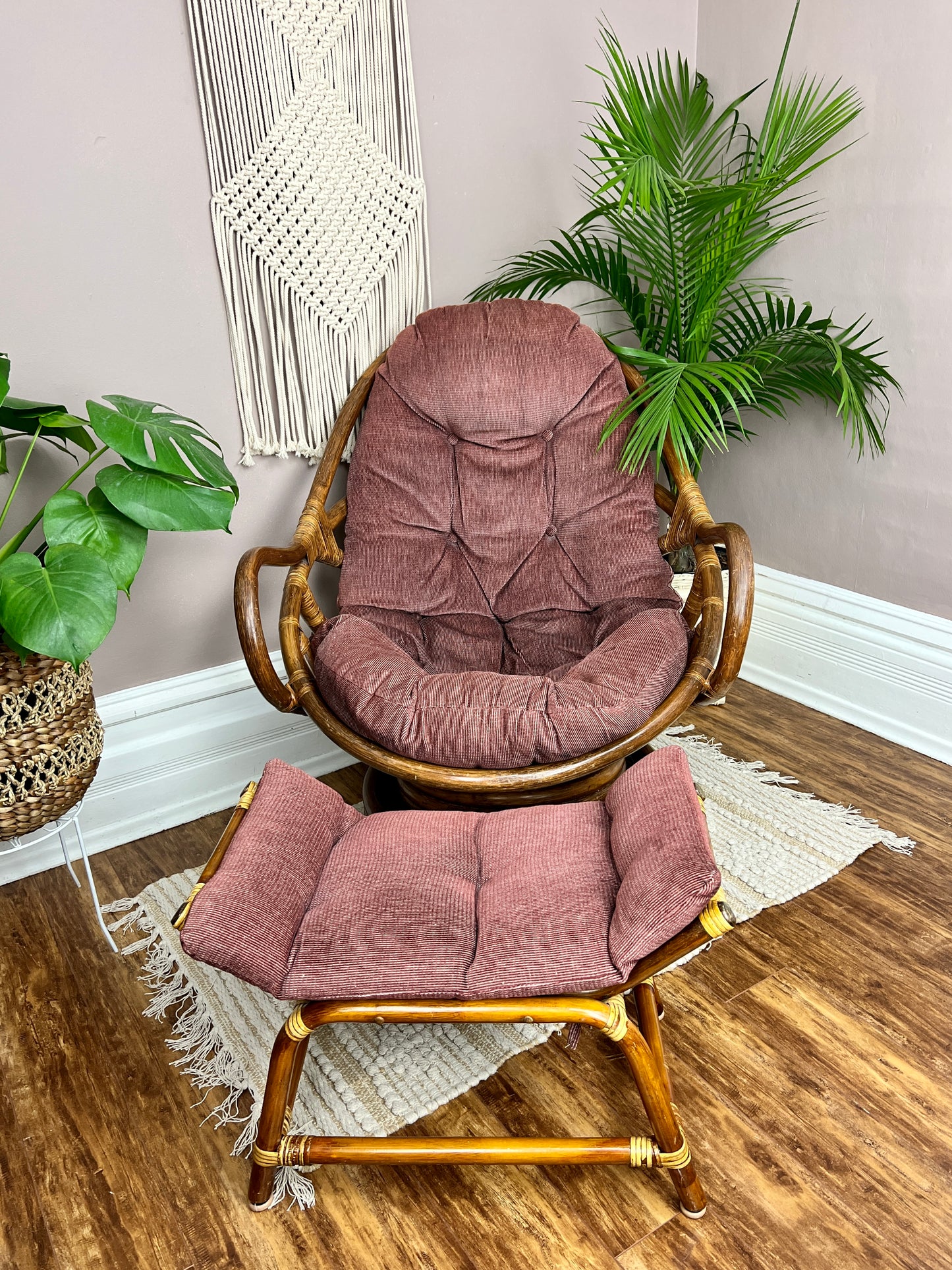 The Righteously Rattan Chair & Footstool