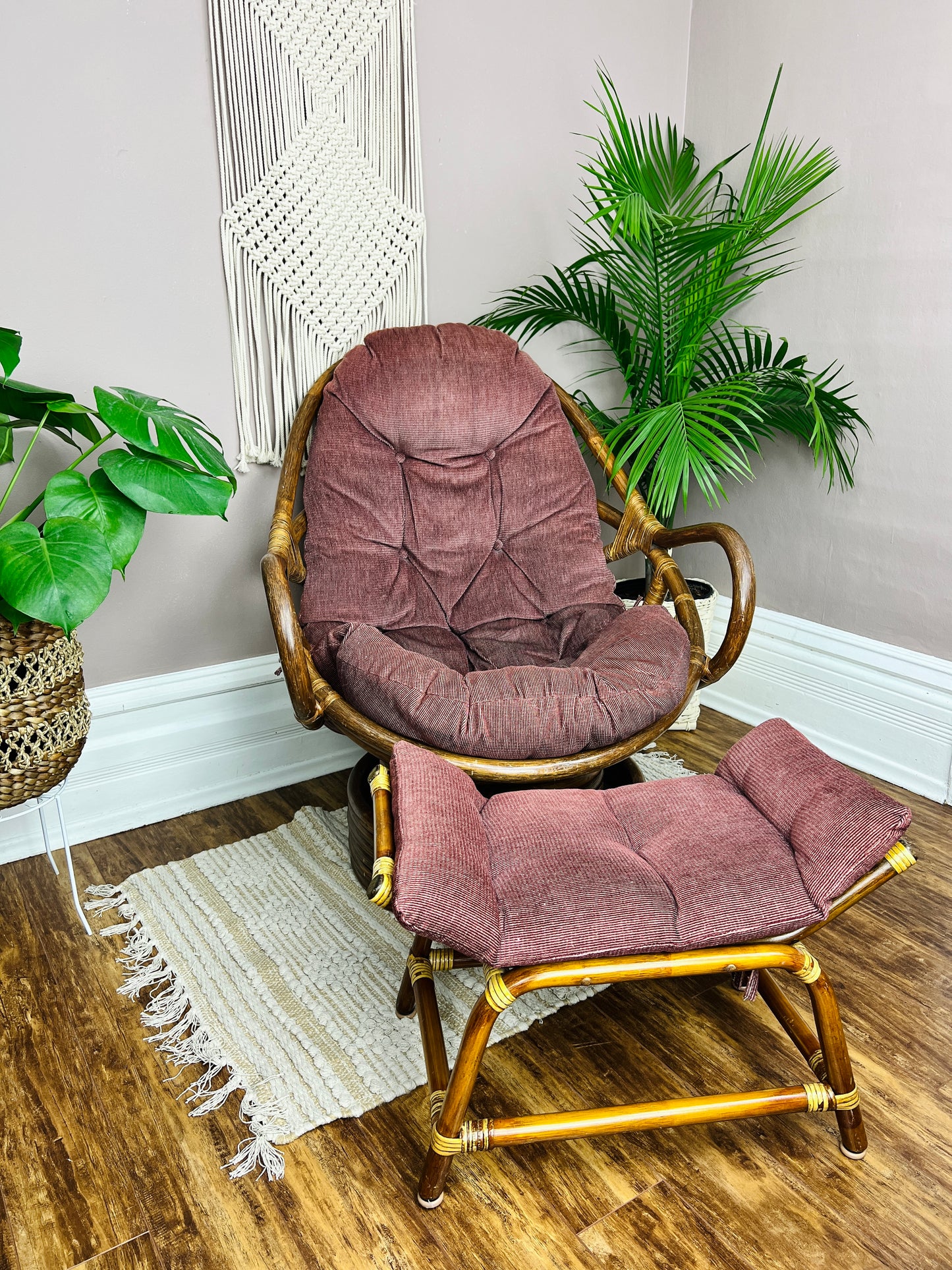 The Righteously Rattan Chair & Footstool