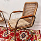 These are funky vintage cesca style cantilever wicker chairs with 60s tweed seat cushions