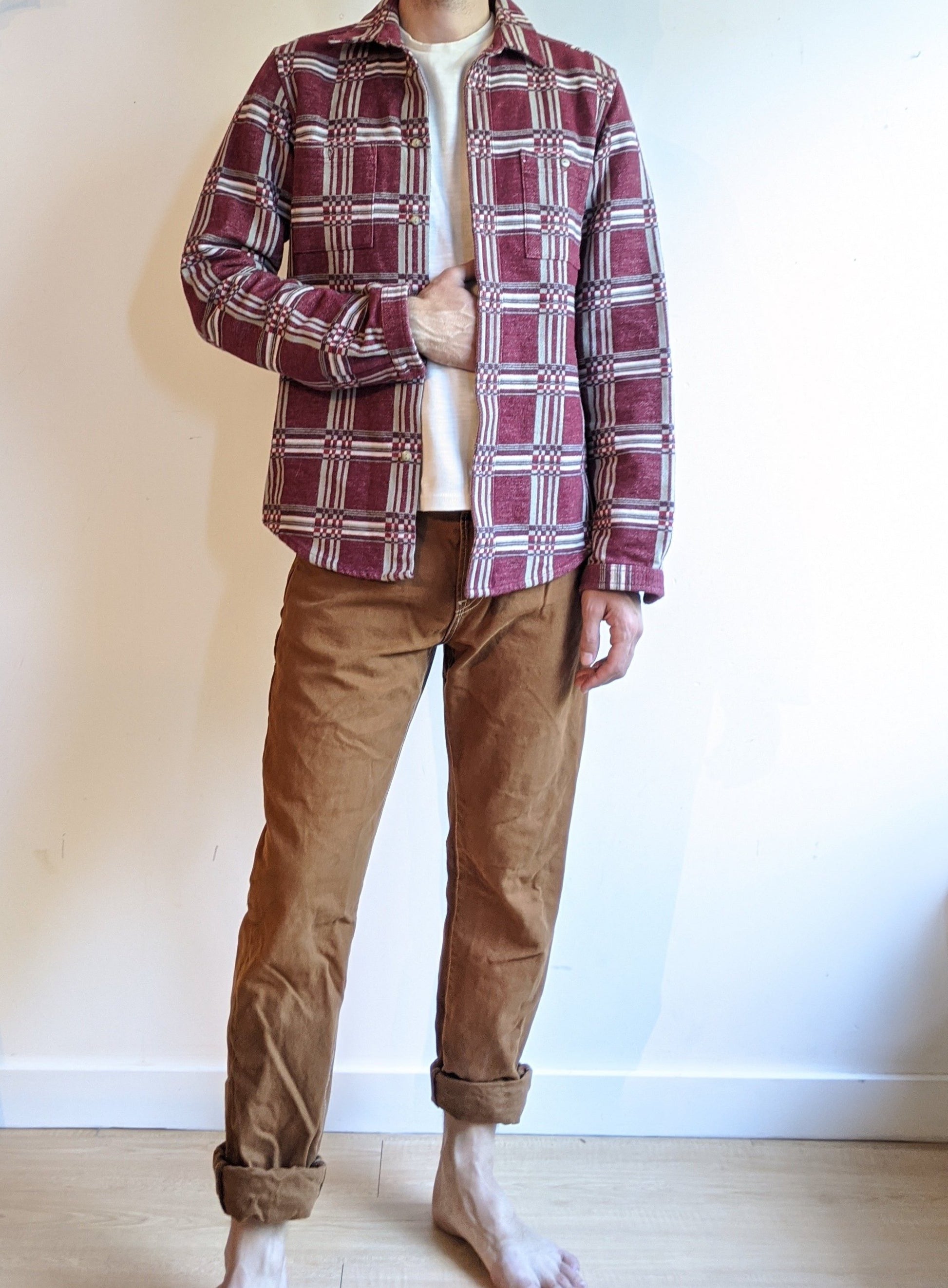 Work Shirt Red Grey Plaid Men Vintage Beacon Style