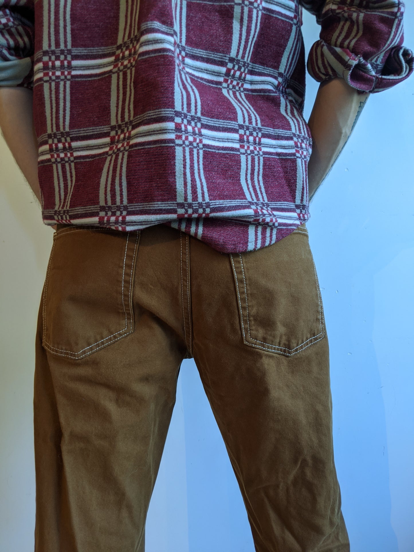 Brown Canvas Work Pants Carhartt Style Carpenter