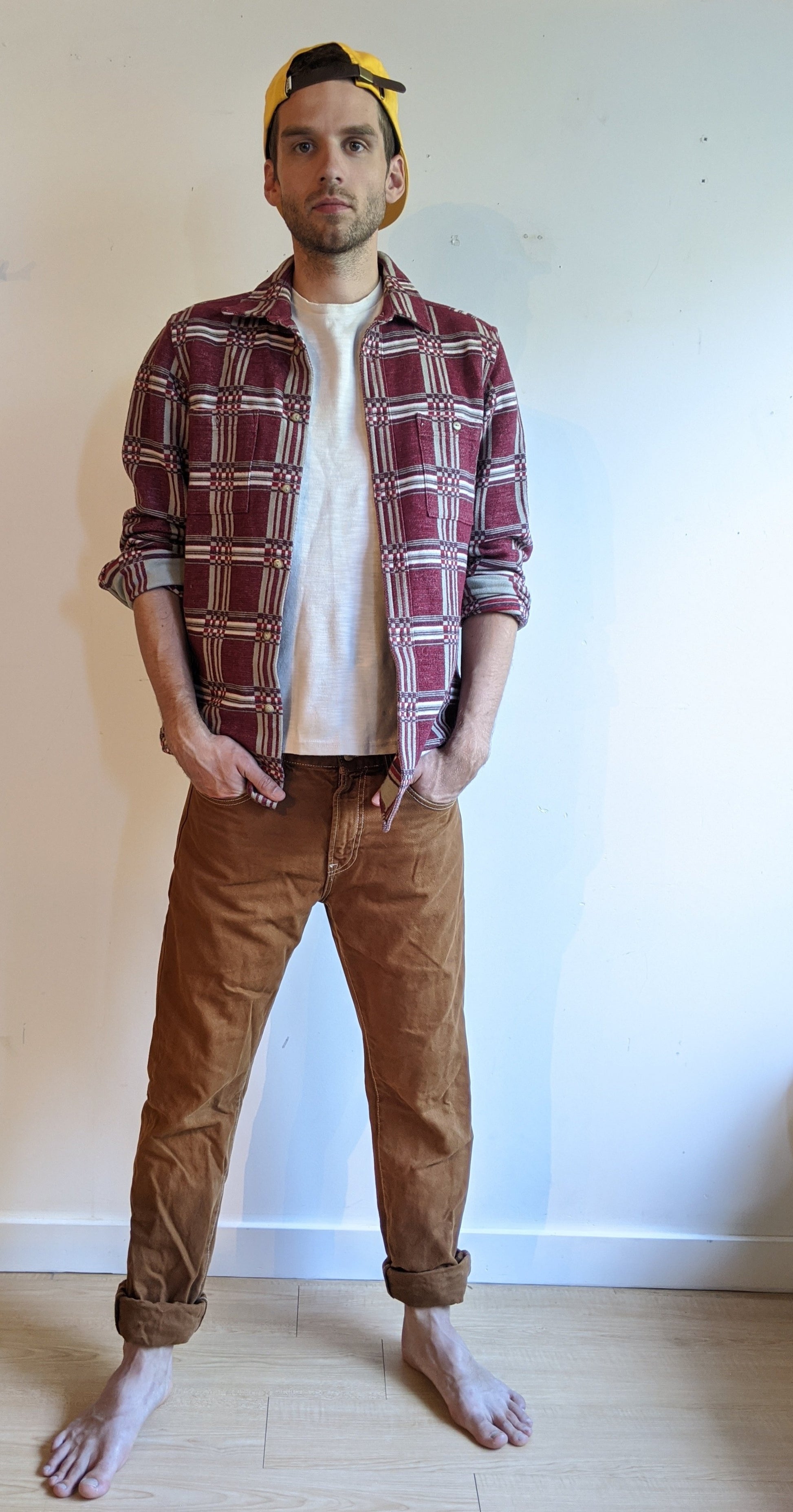 Work Shirt Red Grey Plaid Men Vintage Beacon Style