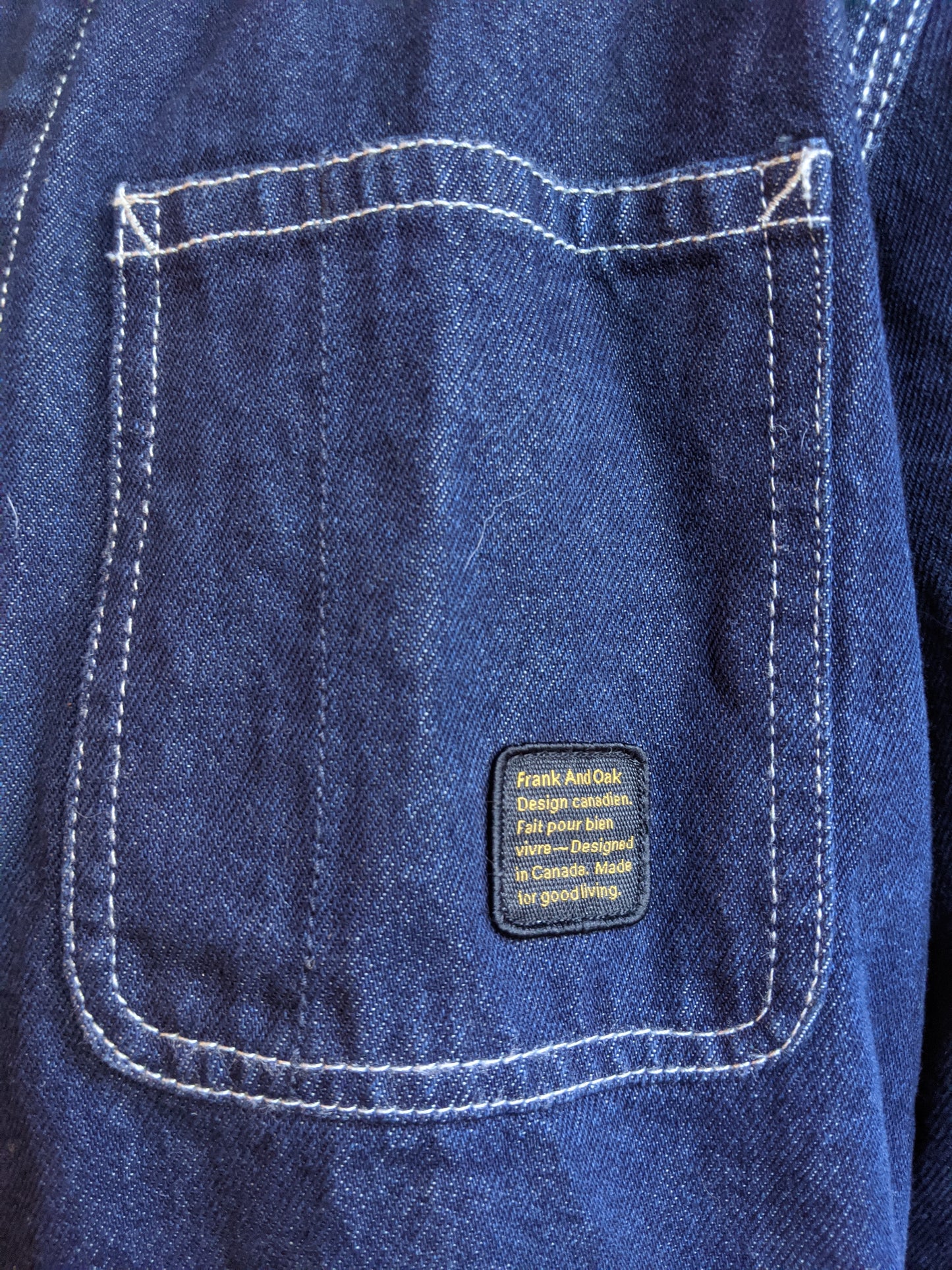 chore jacket blue denim men small paul newman prison