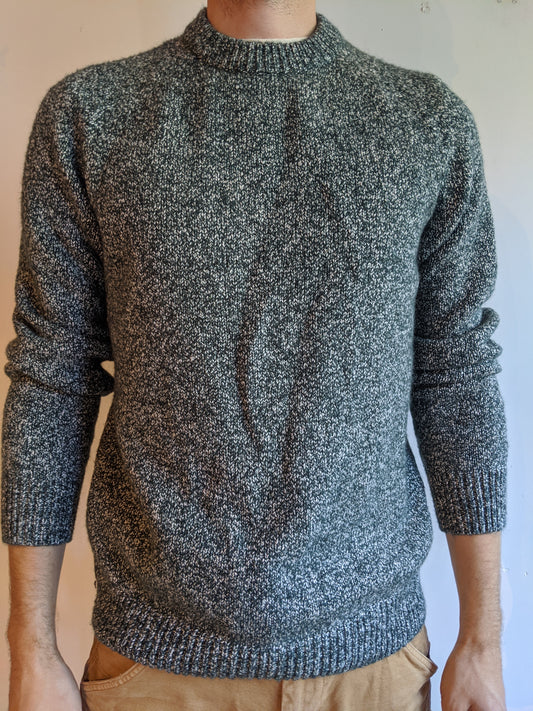 Green & White Wool Sweater Men Fishermen