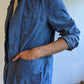 French Style Worker Jacket Shirt Blue Men Cotton