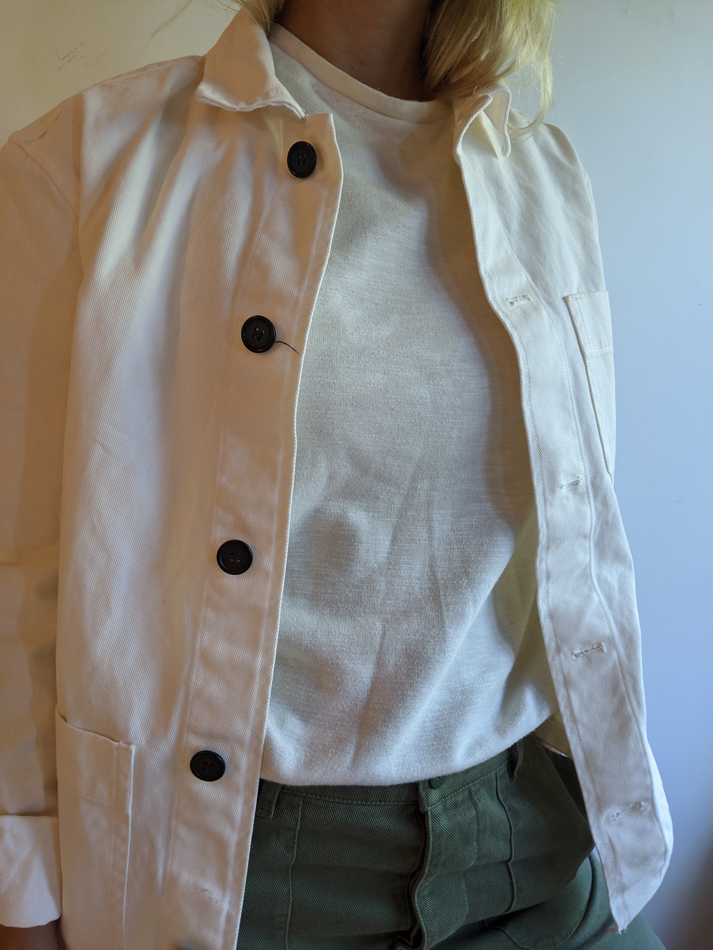 Chore Jacket Vintage Ecru White Unisex Cotton