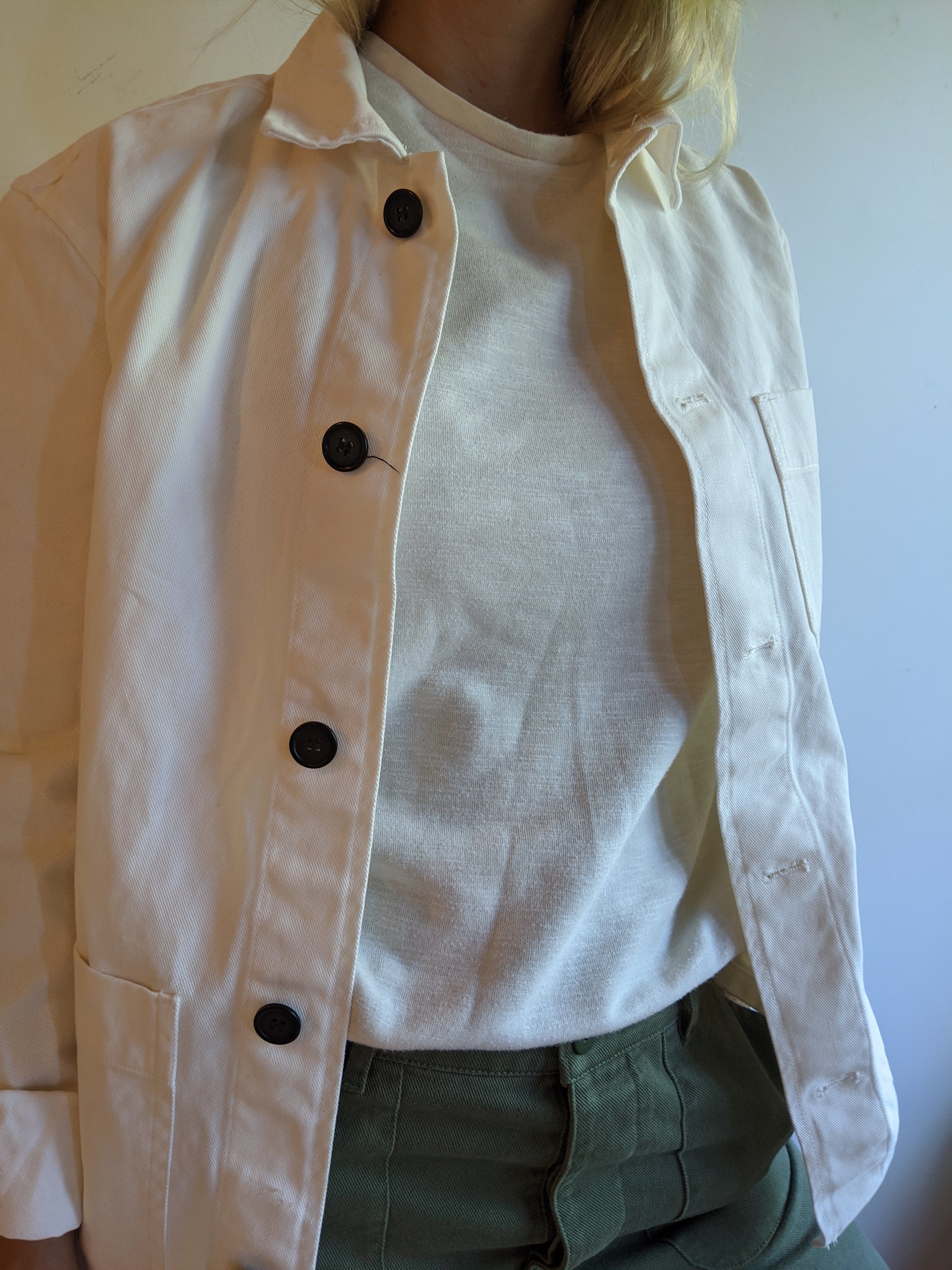 Chore Jacket Vintage Ecru White Unisex Cotton