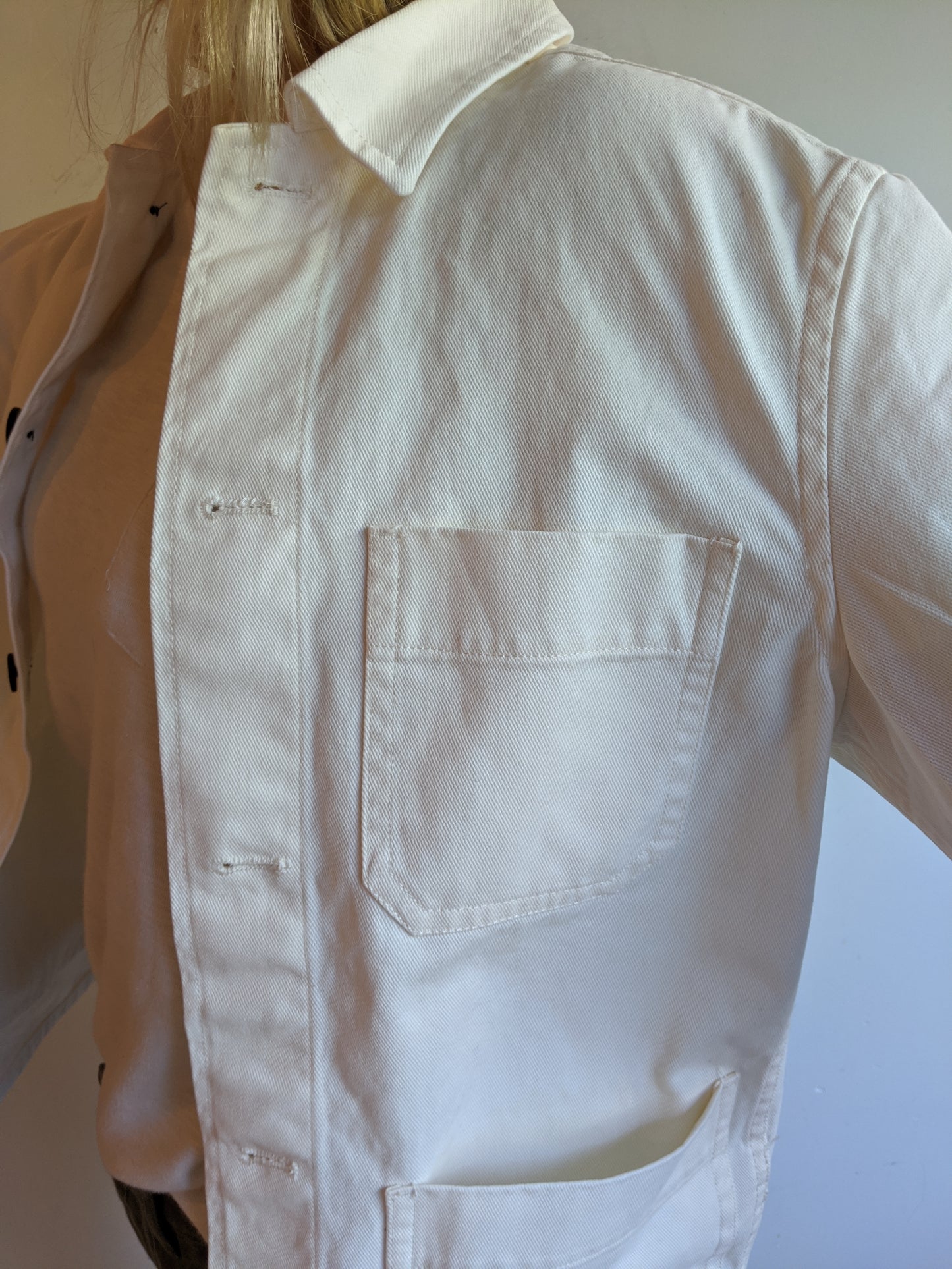 Chore Jacket Vintage Ecru White Unisex Cotton