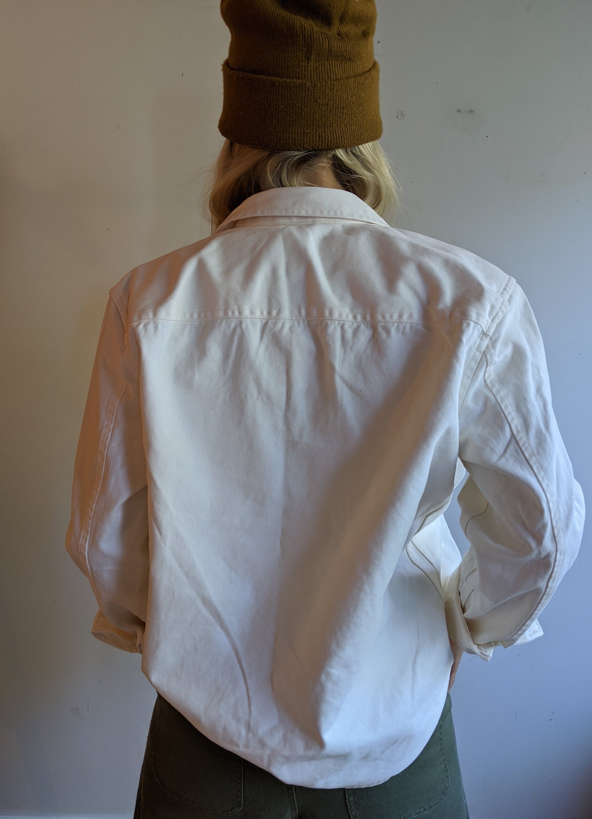 Chore Jacket Vintage Ecru White Unisex Cotton