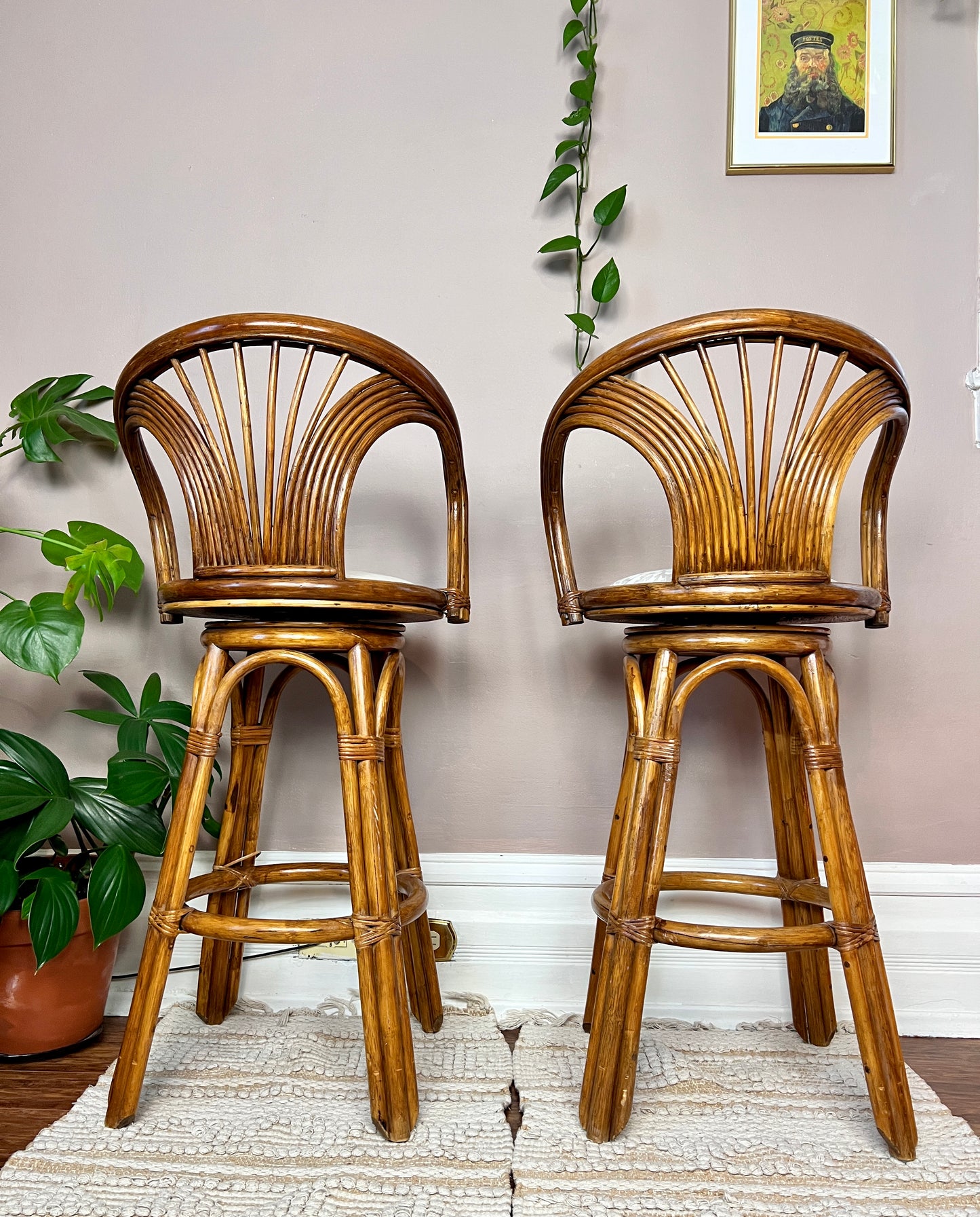 The Oak Leaf Rattan Stools