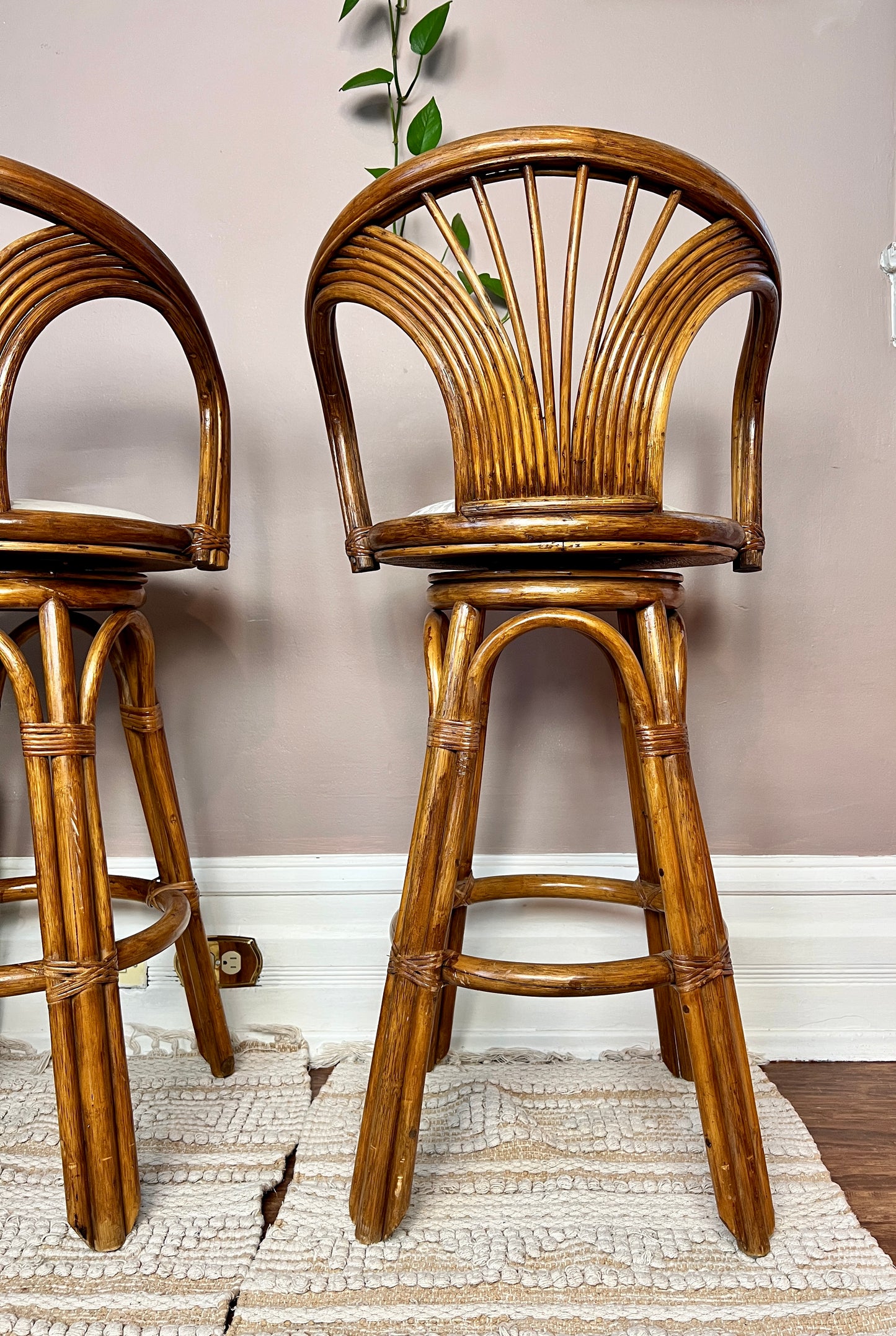 The Oak Leaf Rattan Stools