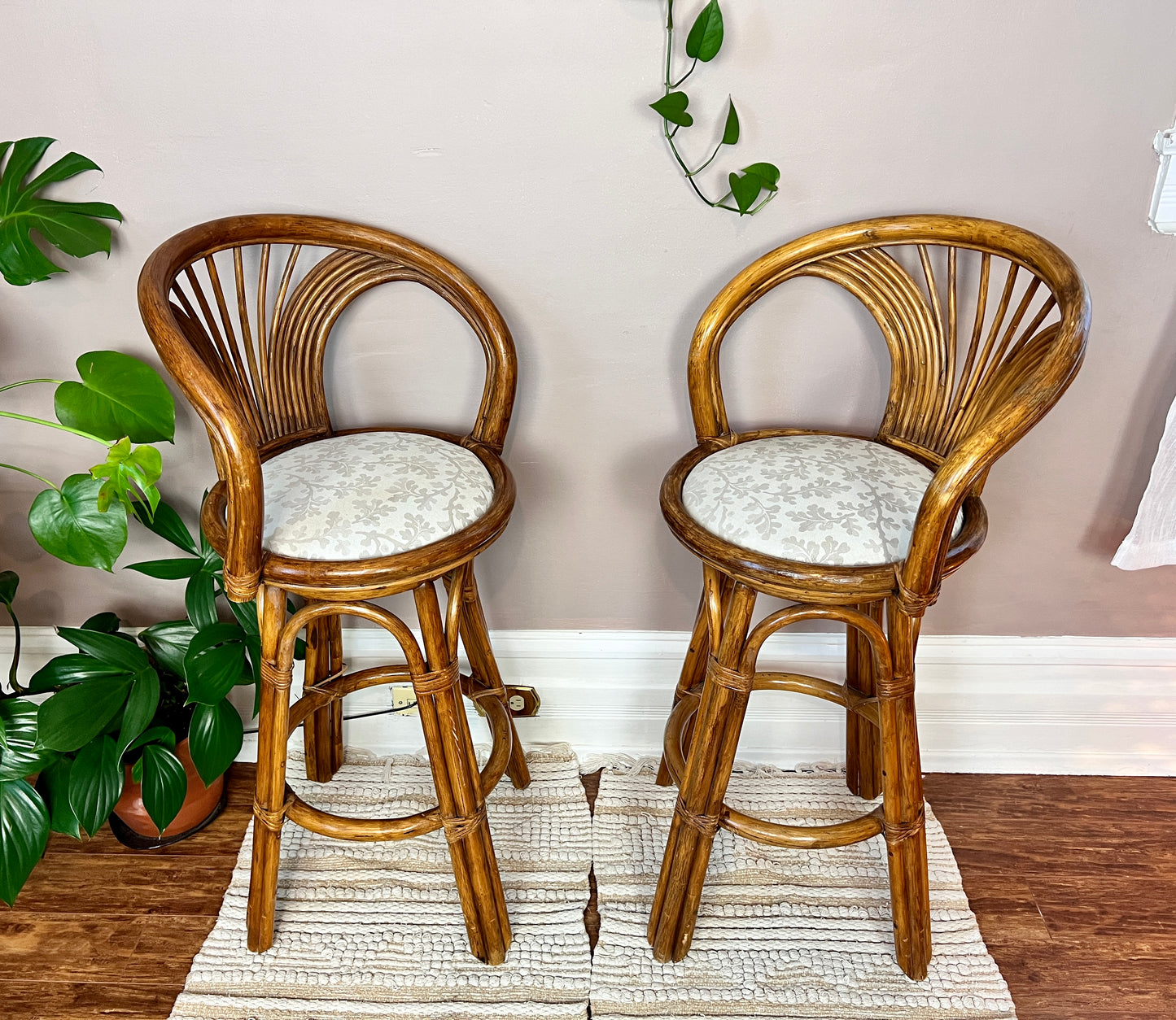 The Oak Leaf Rattan Stools