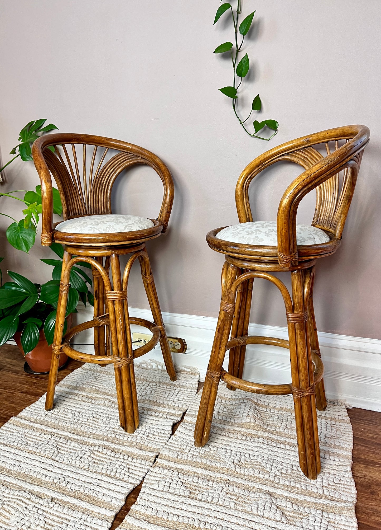 The Oak Leaf Rattan Stools