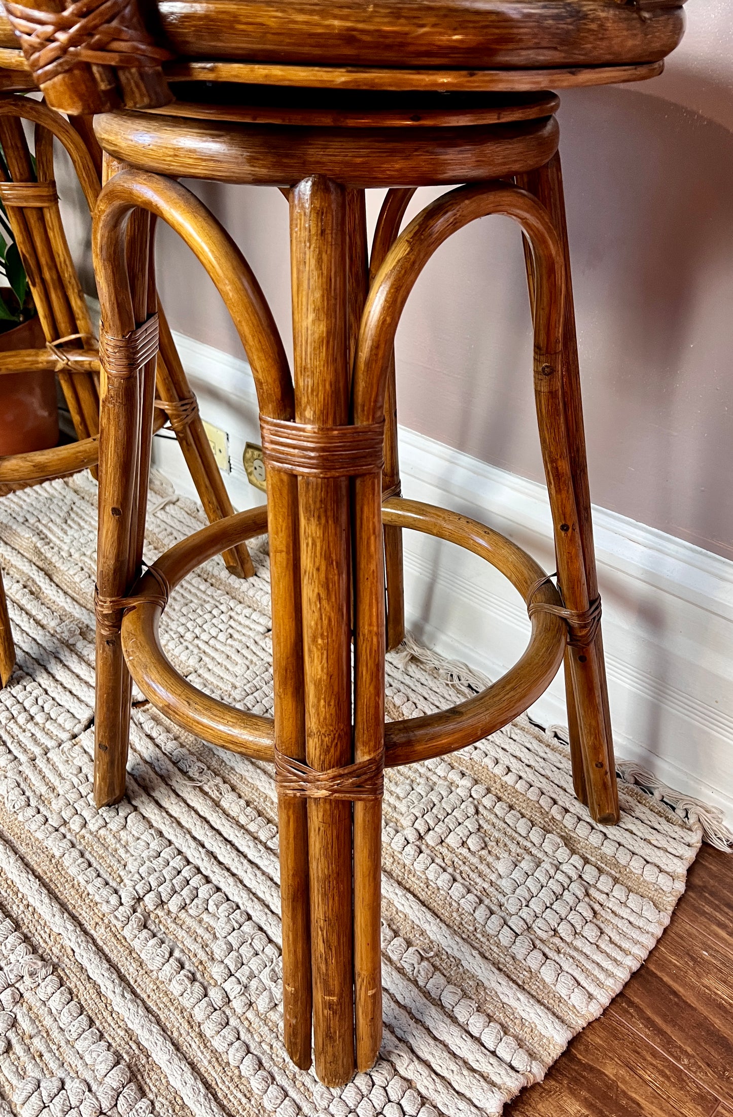 The Oak Leaf Rattan Stools