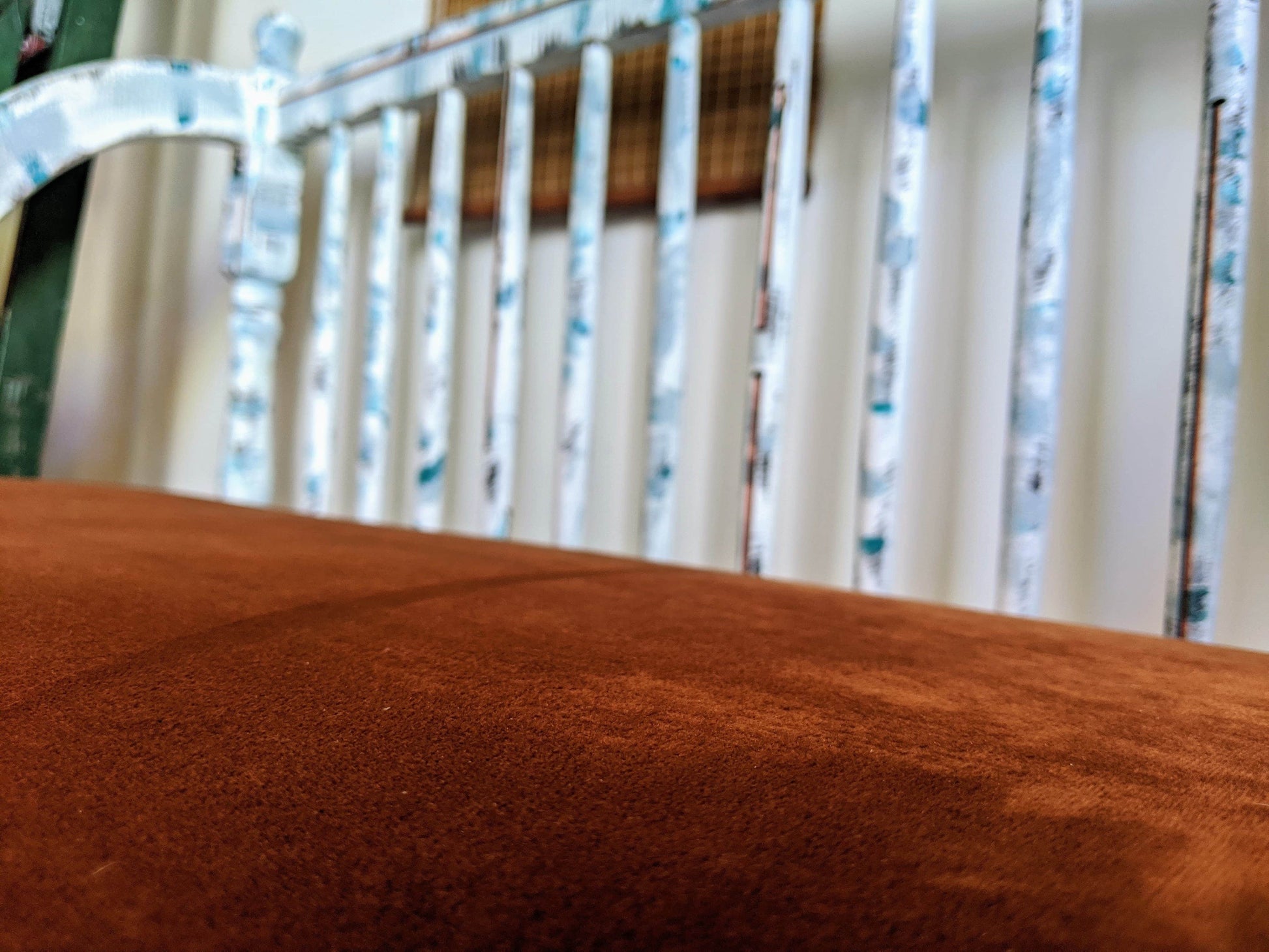 Brooklyn Bench Orange Rusty Velvet Refurbished Distressed Look Vintage Rustic Retro