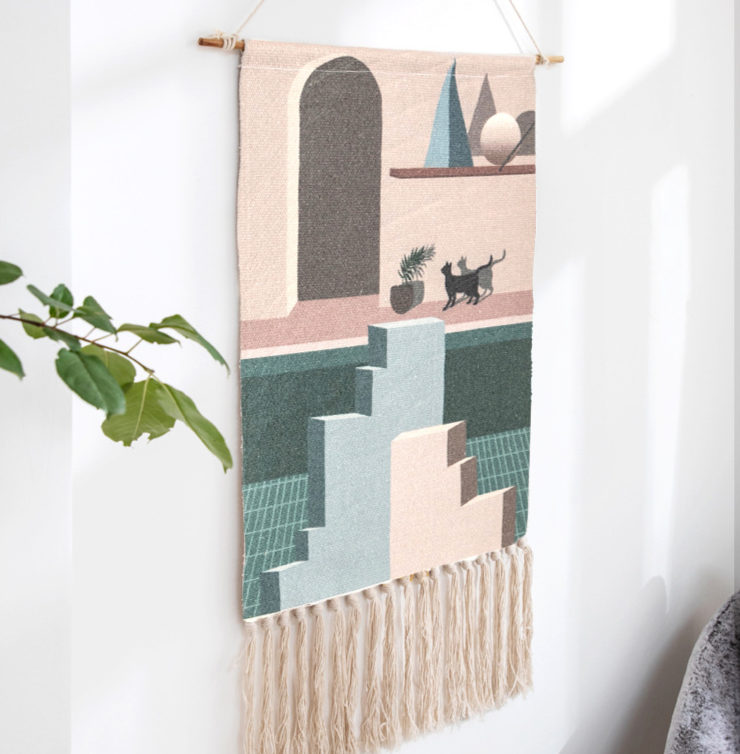 Vintage Abstract Wall Hanger Canvas Cotton Artistic Victoria BC Canada Vancouver Island Unique Home Decor Bohemian