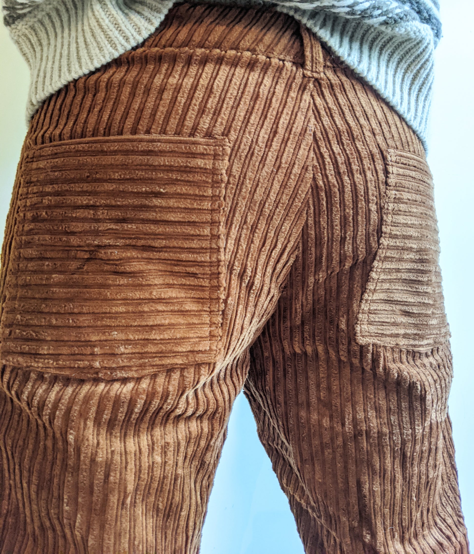 Corduroy Fatigue Pants Retro 70s Rusty Brown