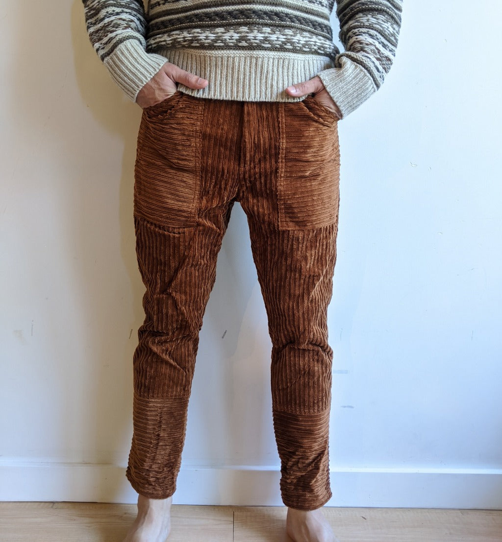 Corduroy Fatigue Pants Retro 70s Rusty Brown