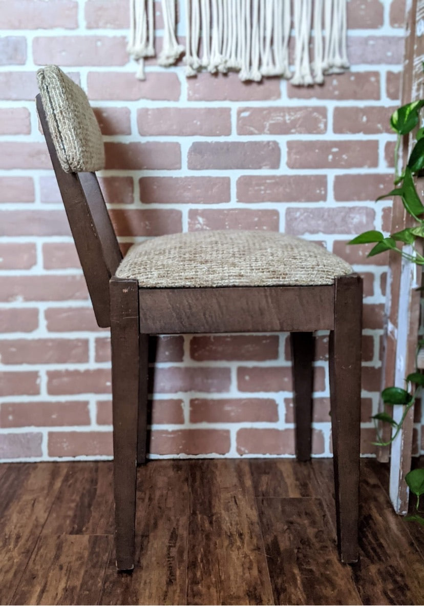 Tweed Teak Style Chair Vintage Retro Brown Oatmeal Victoria BC Thrift