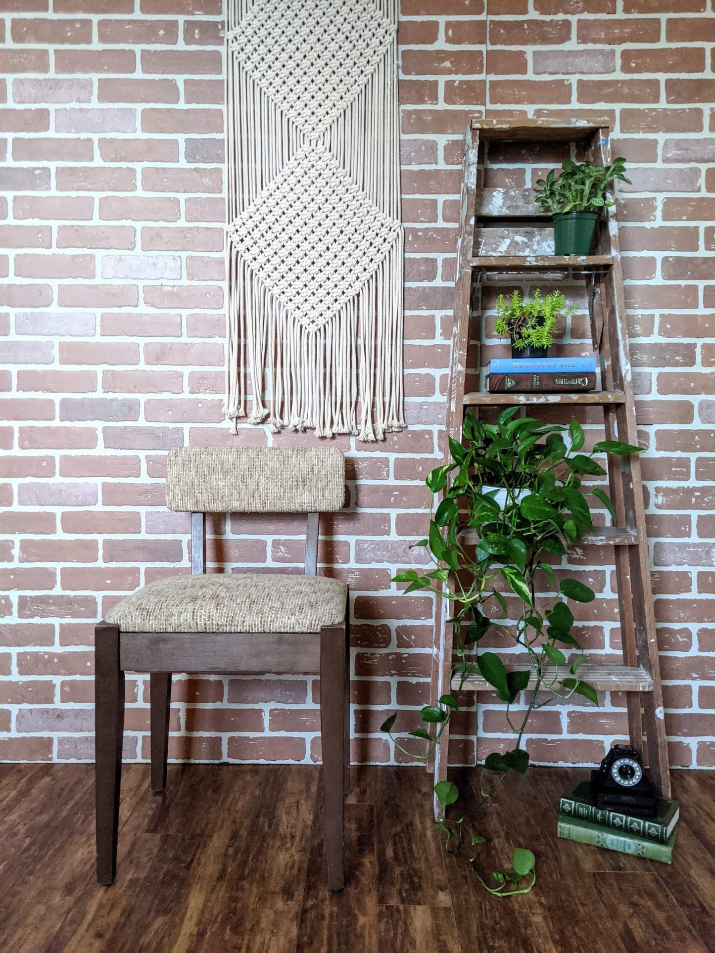 Tweed Teak Style Chair Vintage Retro Brown Oatmeal Victoria BC Thrift