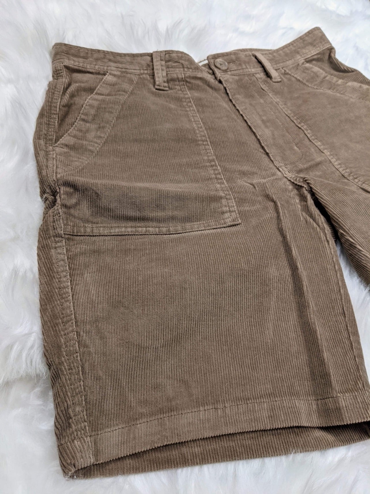 retro vintage style corduroy shorts fatigue style pockets military army style brown mens shorts 