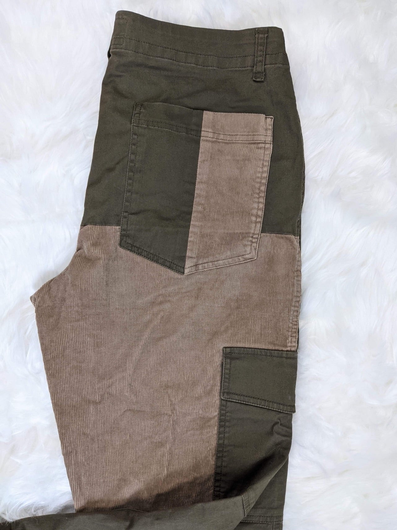 fatigue style pants patch pockets cargo pants army military streetwear corduroy