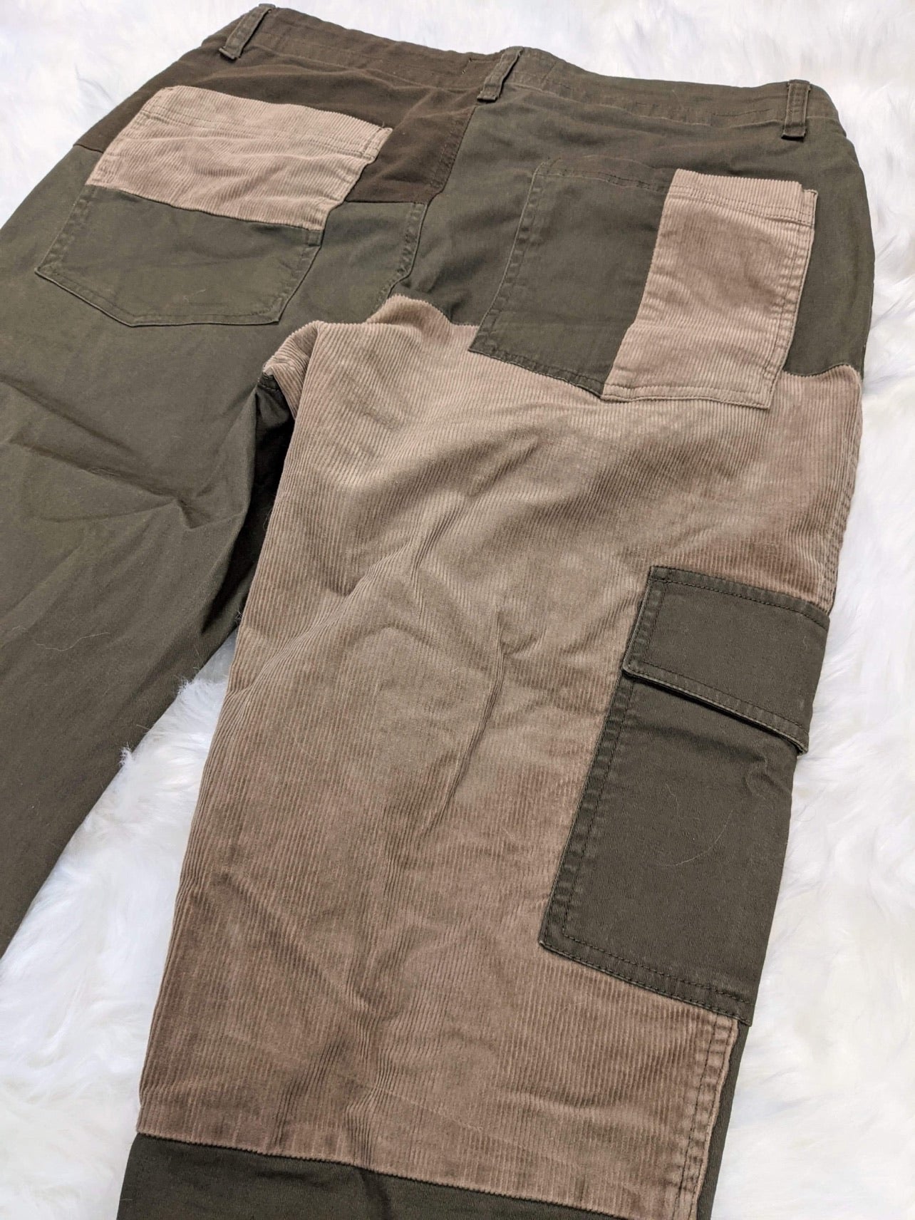 fatigue style pants patch pockets cargo pants army military streetwear corduroy