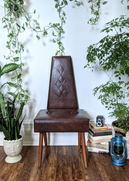 Butler Valet Leather Style 1950's Chair Secret Compartment in seat victoria bc canada vancouver island used second hand antique collectable rare unique furniture vintage retro