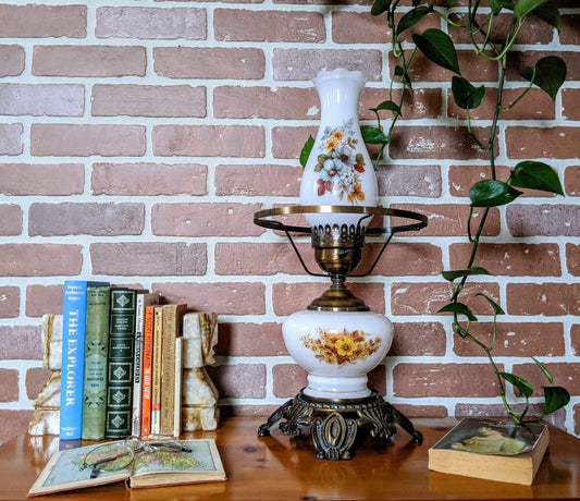 Vintage Floral Motif Kerosene Style Lamp Key 3 Way Switch Vitcoria BC Thrift