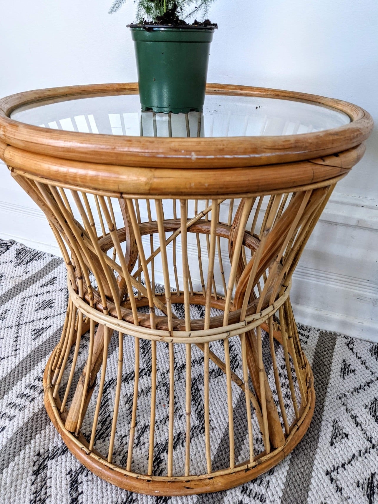 The Hour Glass Rattan Table