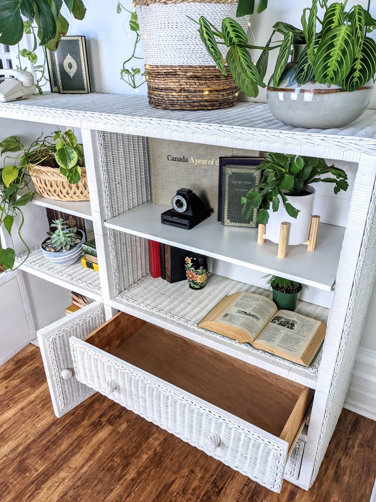 The White Wicker Shelving Unit