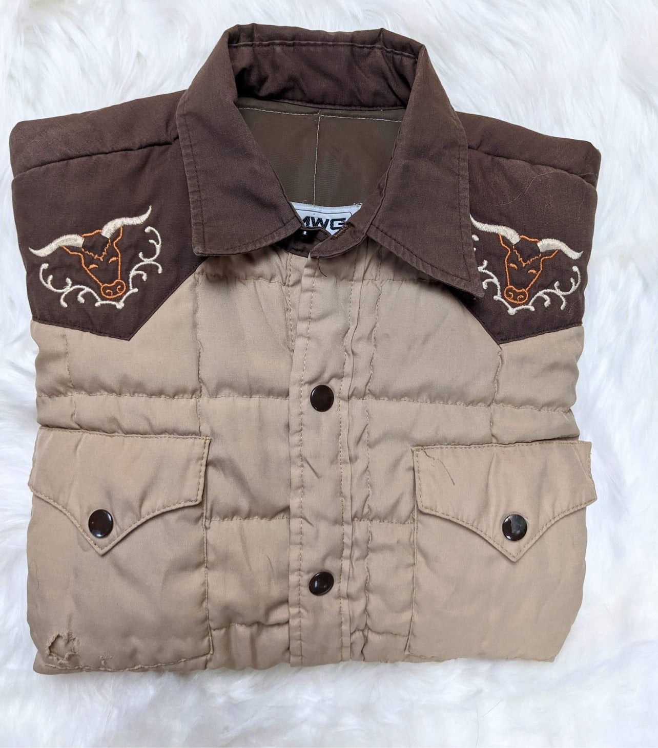 western shirt jacket overshirt quilted beige brown mens bulls 70s style vintage retro