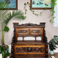 19th Century Dark Oak Gothic Carved Detailing Deacon's Bench